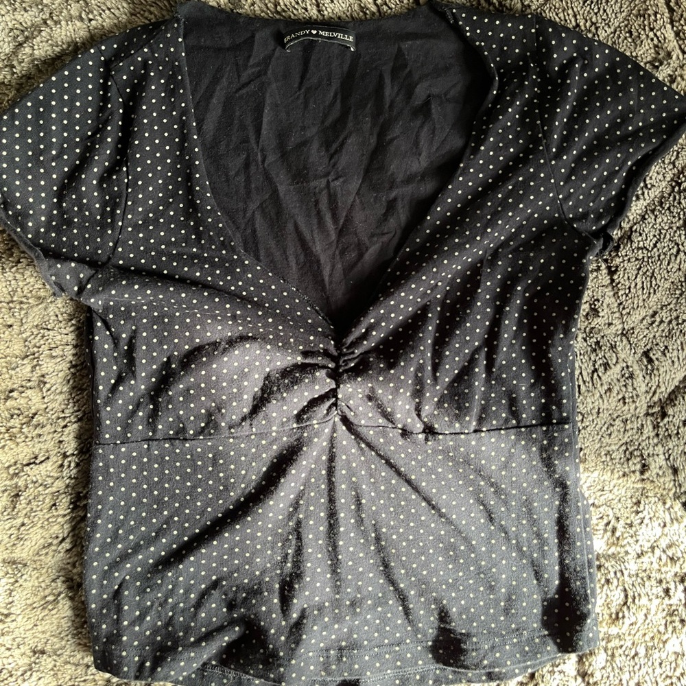 brandy Melville navy polka dot top